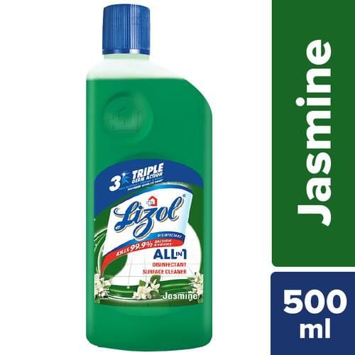 Lizol Jasmine, a Disinfectant Surface & Floor Cleaner Liquid Suitable for All Floor Cleaner Mops Kills 99.9% of Germs - 500ml