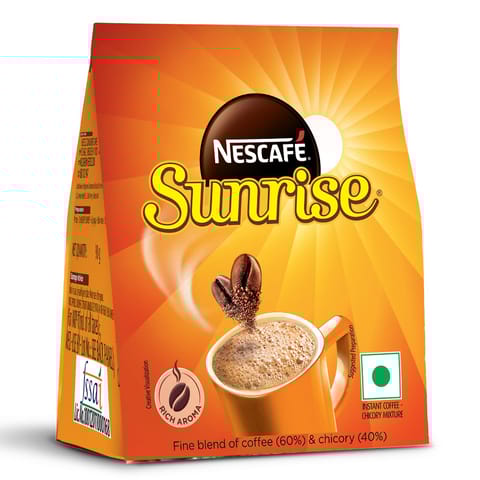 Nescafe Sunrise Instant Coffee Powder, New Strong Taste, Coffee-Chicory Mix, 90g, Sachet