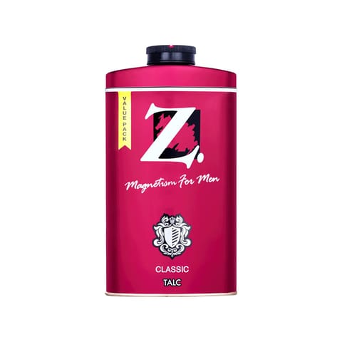 Z magnetism for men Classic Talc, 200g, Woody & Musky Fragrance, Premium Perfumed Talcum Powder for Men, Prevents Odor, Smooth Texture, Long Lasting Freshness, Ideal for All Skin Types