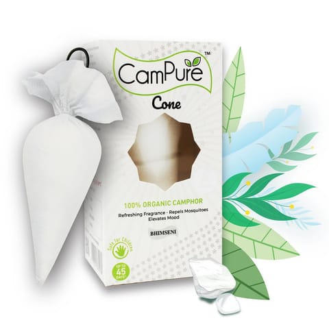 CamPure Camphor Cone Bhimseni Air Freshener For Car, Wardrobe, Office Cabin, Drawers, Travel Bag & Bathroom 60g