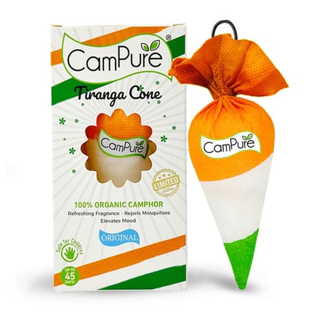 CamPure Tiranga Camphor Cone - Original Air Freshener For Car, Wardrobe, Office Cabin, Drawers, Travel Bag & Bathroom 60g