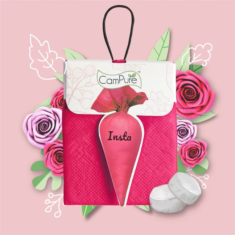 CamPure Insta Cone - Rose Air Freshener For Car, Wardrobe, Office Cabin, Drawers, Travel Bag & Bathroom - 30g