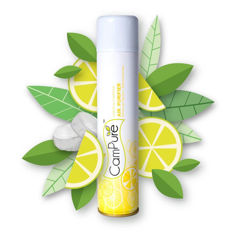 CamPure Camphor Air Purifier Lemon Long Lasting Fragrance For Home & Office No Dangerous Chemicals Safe Around Children 250ml
