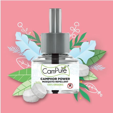 CamPure Mosquito Repellent Refill Repels Mosquitoes Safe for Pets, Children & Pregnant Woman Fits Most Machine, Non Toxic, No Side Effects,Liquid 45ml