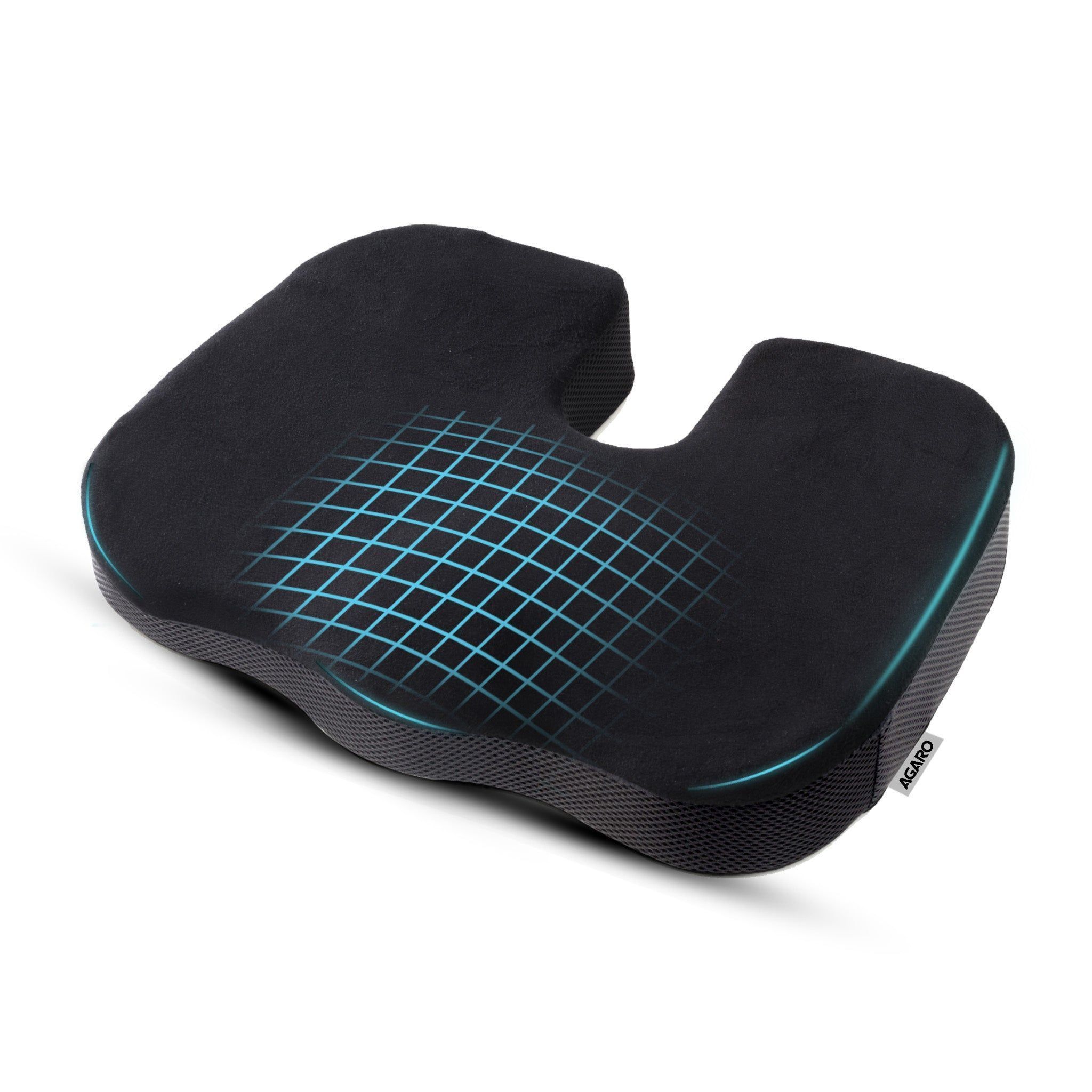 AGARO Coccyx Seat Cushion Orthopedic Memory Foam Coccyx Seat Cushion for Tailbone, Sciatica, Lower Back Pain Relief-Ergonomic Contoured Cushion for Office/Home Chair & Wheelchair, Black