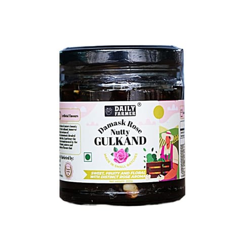 Daily Farmer Nutty Gulkand with Honey, Almonds and Cashews Rose Petal Jam, 100% Natural, Sun Cooked, Nature's Coolant, No Preservatives