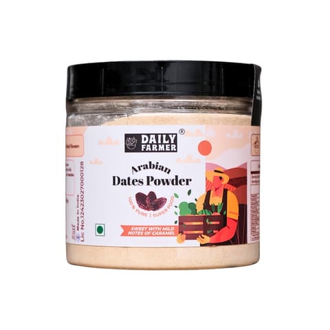 Daily Farmer Seedless Arabian Dates Powder, Suitable for Babies and Kids, No Preservatives or Additives, 100% Natural Sweetener, Sugar Substitute - 200g