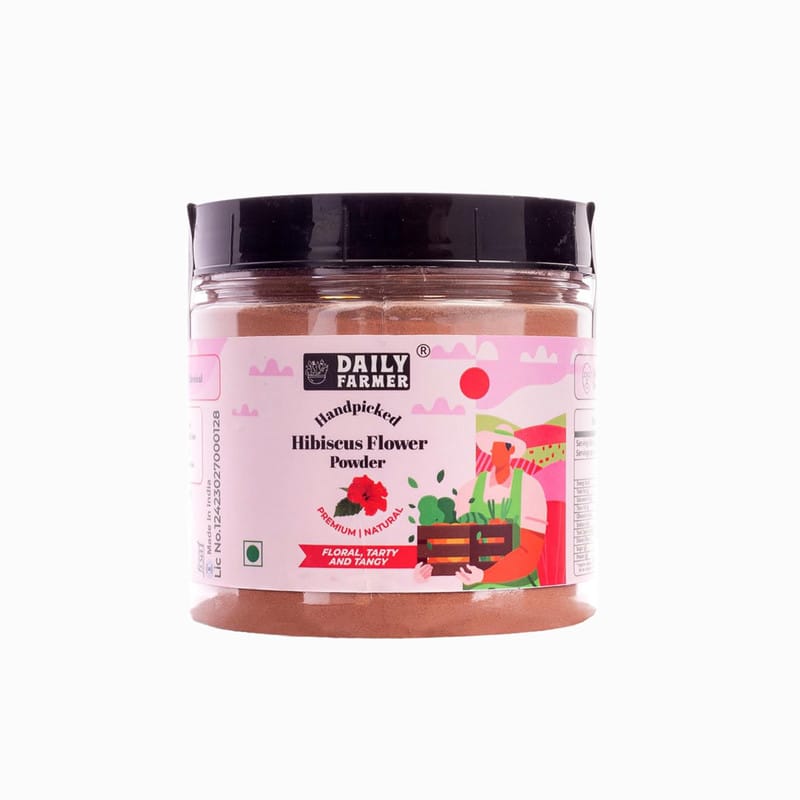 Daily Farmer Exotic Hibiscus Flower Powder For Face and Body, 100% Pure Glowing Skin and Face, Face Pack, No Additives- 70g