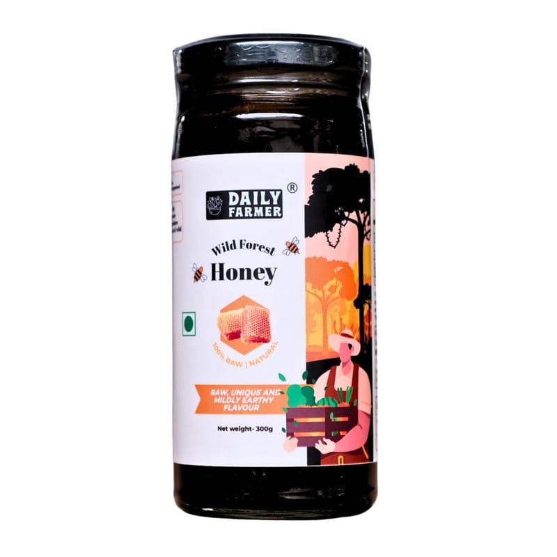 Daily Farmer Wild Forest Honey 100% Raw, Pure and Natural, NMR tested, Unprocessed and Un-Pasteurised, Immunity Booster, Sugar- Free - 300g