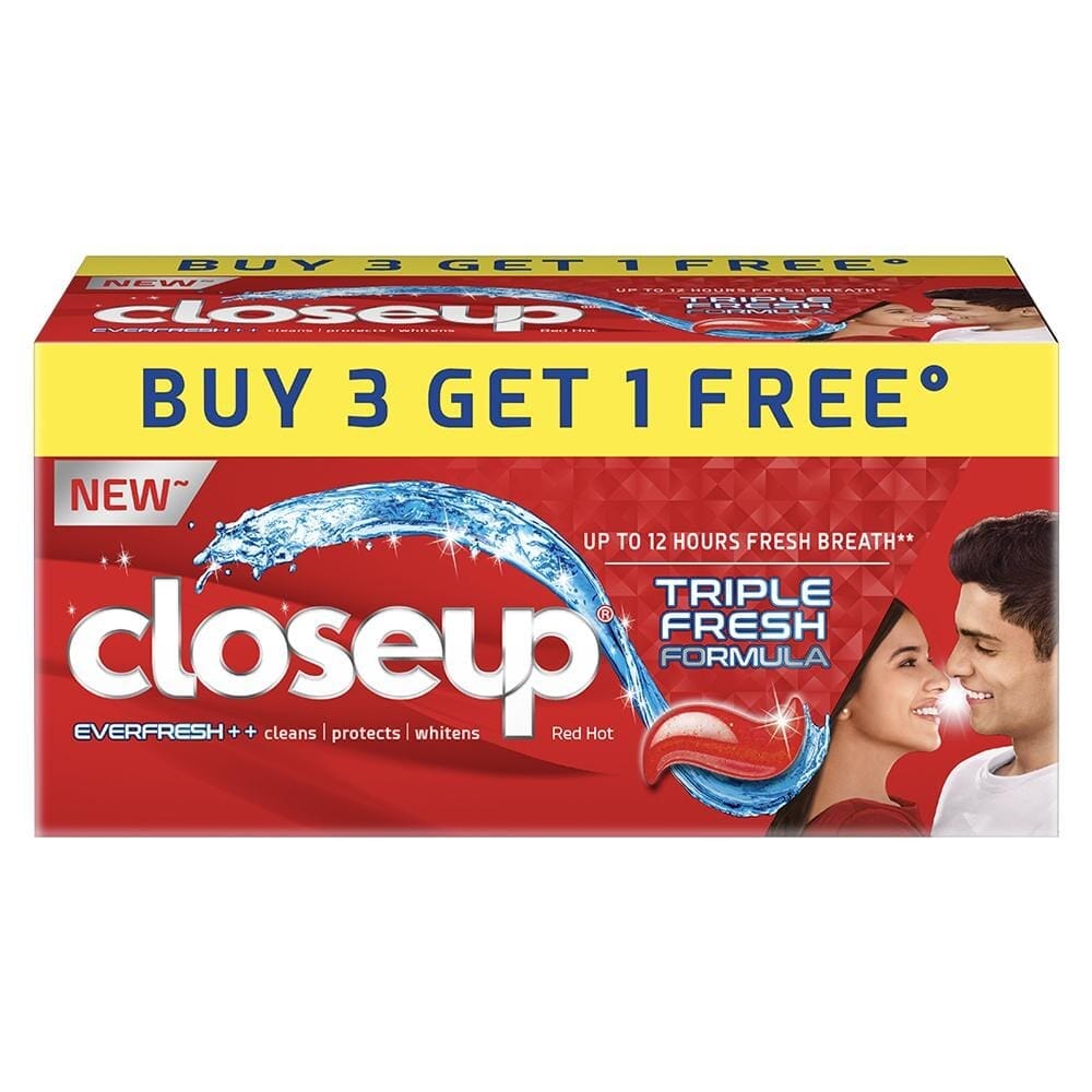 Close Up Everfresh+ Red Hot Triple Fresh Formula Gel Toothpaste 150 g (Buy 3 Get 1 Free)