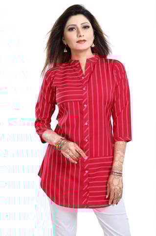 Exquisite Hot Pink Poly Crepe Short Tunic By Bloomkart