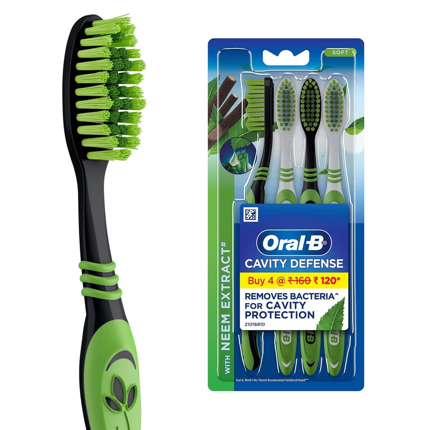 Oral- B 123 Soft manual Toothbrush for adults with Neem Extract (Multicolor,Buy 2 Get 2 Free)