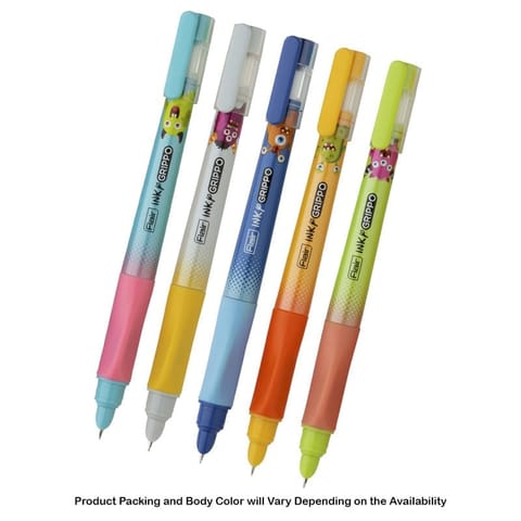 Flair Inky Grippo Liquid Ink Fountain Pen, Blue Ink, 1 Ink Cartridge For School, Office, Home