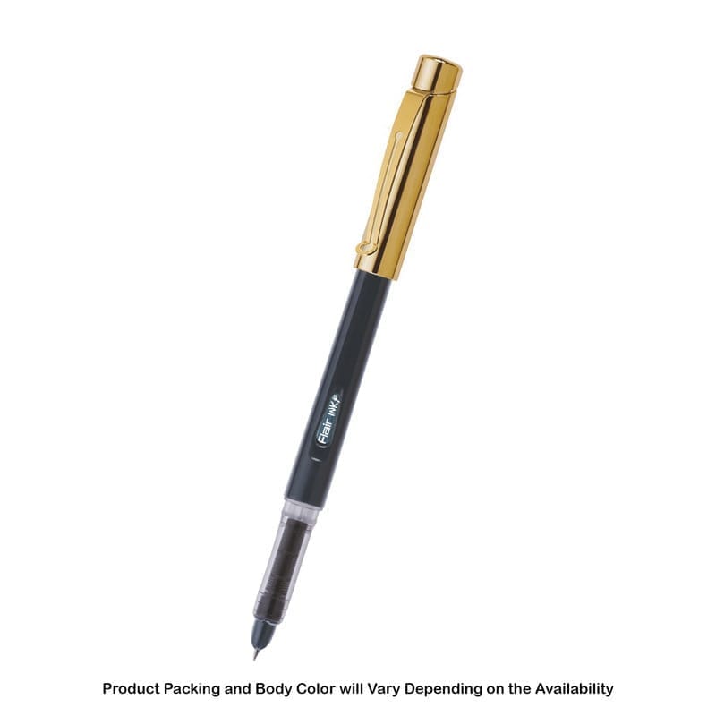 Flair Inky Gold Liquid Ink Fountain Pen, Blue Ink,3 Ink Cartridges, 1 Ink Converter For School, Office, Home