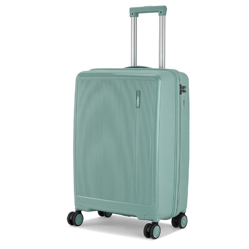 Safari Cooper 4-Wheel Hard Shell Suitcase with Anti-Theft Zipper - Granite Green
