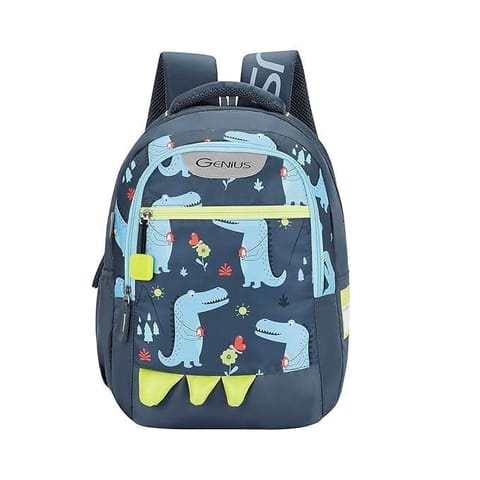 Genius By Safari 23 ltr 15 Inch Dino, 2 Compartment, Name Tag, Zippered Hidden Pocket Printed School Bag for Boys & Girls, College Backpack, Office Bag, Travel Bag