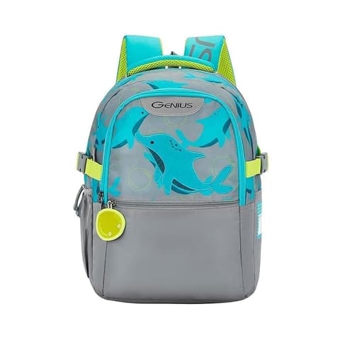 Genius By Safari 23 ltr 15 Inch Dolphin, 2 Compartment, Name Tag, Zippered Hidden Pocket Printed School Bag for Boys & Girls, College Backpack, Office Bag, Travel Bag