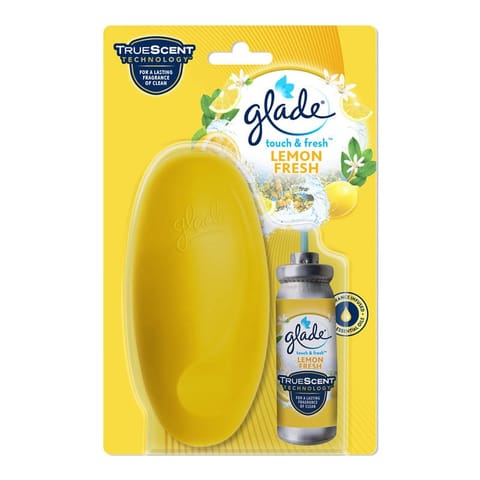 Glade Touch and Fresh Aerosol Air Freshener for Bathroom, Fragrance Dispenser and 12ml Refill, Lasts up to 100 Sprays, Lasting Fragrance with One Touch