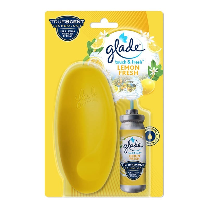 Glade Touch and Fresh Aerosol Air Freshener for Bathroom, Fragrance Dispenser and 12ml Refill, Lasts up to 100 Sprays, Lasting Fragrance with One Touch