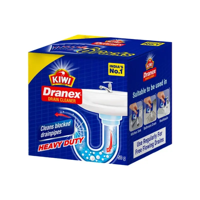 Kiwi Dranex Drain Cleaner Powder Removes Clogs, Blockages In Just 30 Minutes 6x50g