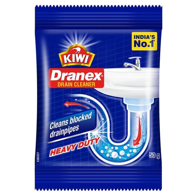 Kiwi Dranex Drain Cleaner Powder ,Removes Clogs, Blockages in Washbasin, Septic Tank, Sinks, Pipes in Just 30 Minutes - 50gm