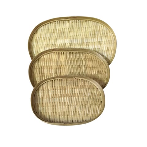 Madurai Bamboo Tray set (3 in 1) - 1xSmall (9 inch), 1xMedium (11 inch), 1xBig (13 inch)