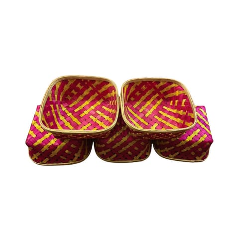 Madurai Bamboo Square Basket without handle 8 inch Pack of 5